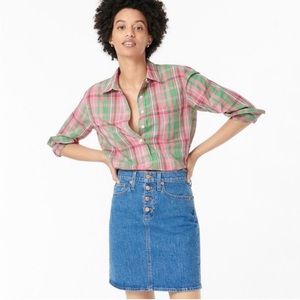 NWT J Crew Classic-fit popover in crinkle plaid, size 10